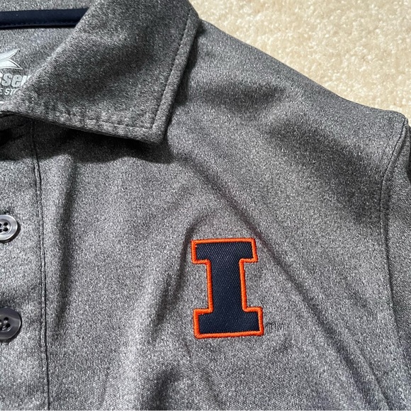 Colosseum University of Illinois Fighting Illini Polo Mens S Gray Embroidered - Picture 4 of 8